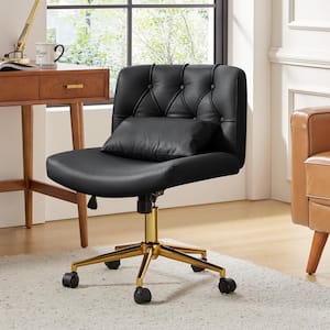 Clarence Modern Polyester Swivel Office Chair in Black with Casters