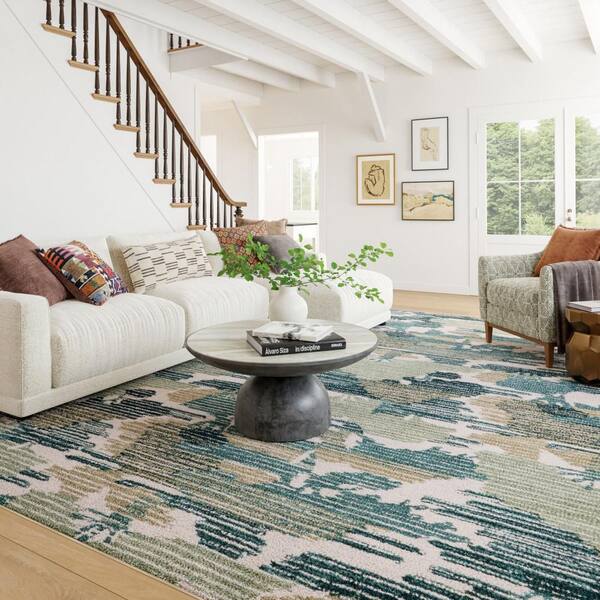 Ladycross Machine Washable Green 2 ft. x 3 ft. Indoor Area Rug