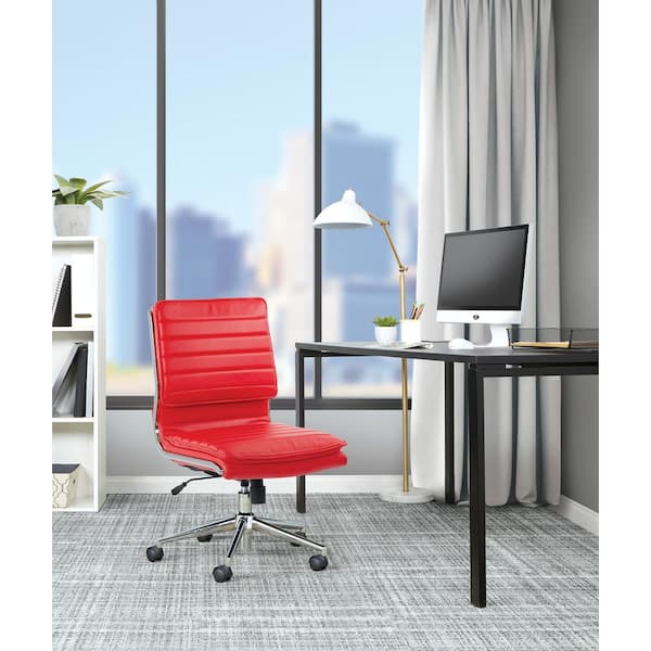 Office Star Products Armless Red Mid Back Manager's Faux Leather