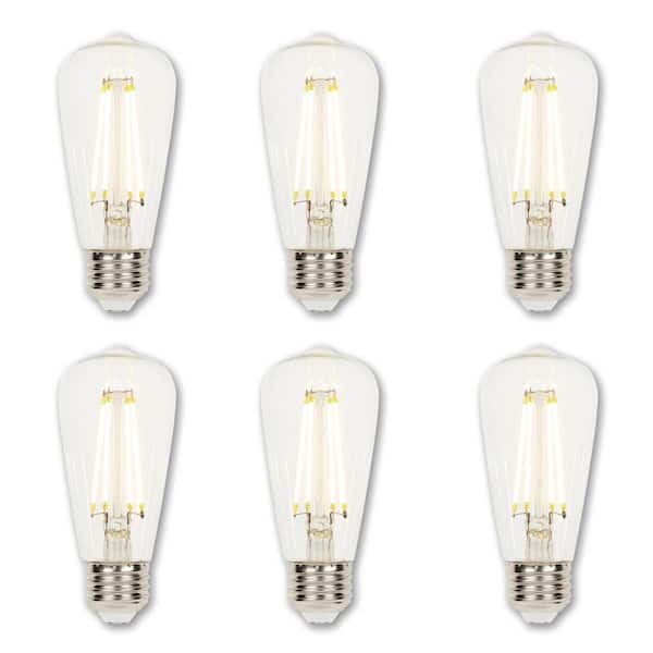 60-Watt Equivalent ST15 Dimmable Clear Edison Filament LED Light Bulb Soft White Light (6-Pack)