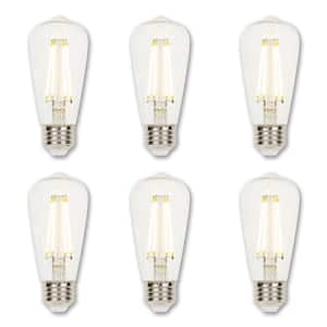 60-Watt Equivalent ST15 Dimmable Clear Edison Filament LED Light Bulb Soft White Light (6-Pack)