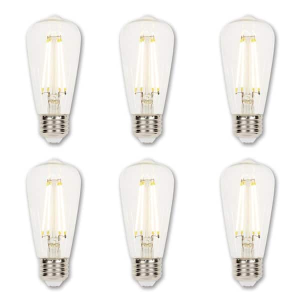 Westinghouse 60-Watt Equivalent ST15 Dimmable Clear Edison Filament LED Light Bulb Soft White Light (6-Pack)