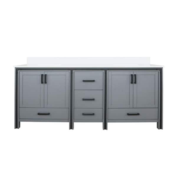 Ziva 80 in W x 22 in D Dark Grey Double Bath Vanity and Cultured Marble Top