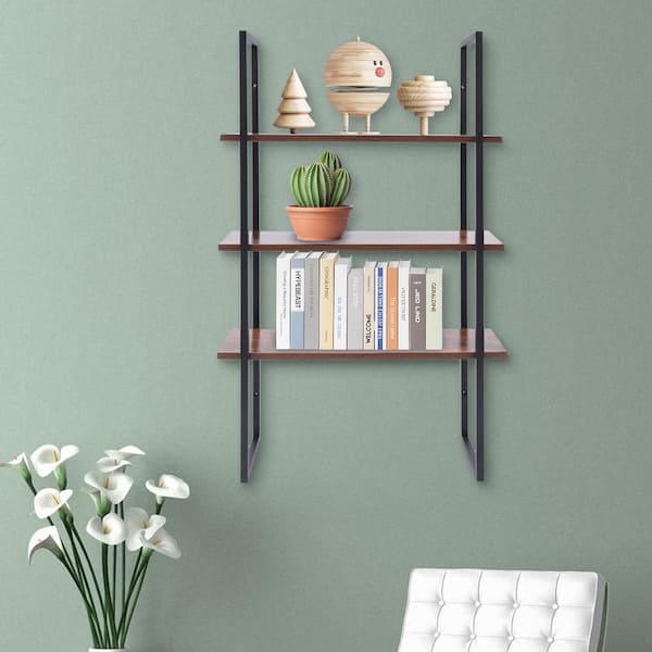 Wooden 3 Tier Shelf with Rustic Farmhouse Design - Natural Wood Finish,  Sturdy and Durable Build, Space-Saving Organization, Ideal for Displaying  Plants, Books, Photos, and Decorative Items, Vintage-Inspired Home Decor,  Wall-Mounted Display