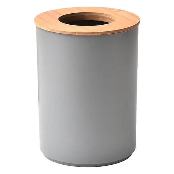 EVIDECO French home goods Padang Bathroom Trash Can Padang Bamboo Top 1.3 Gal - Stylish and Sustainable 5L Gray