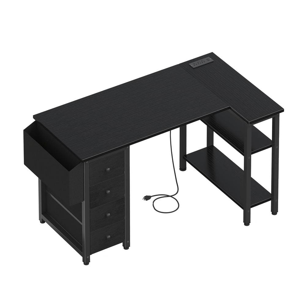 47.2 in. W Black L Shaped Metal Computer Desk with Power Outlet price history on PriceWatchPro