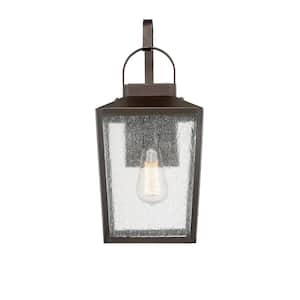 Devens 1-Light 8 in. Powder Coated Bronze Outdoor with Clear Seeded Glass