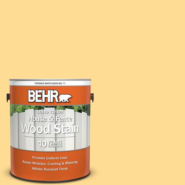 BEHR 1 gal. #320B-4 Lemon Pound Cake Solid Color House and Fence Exterior Wood Stain