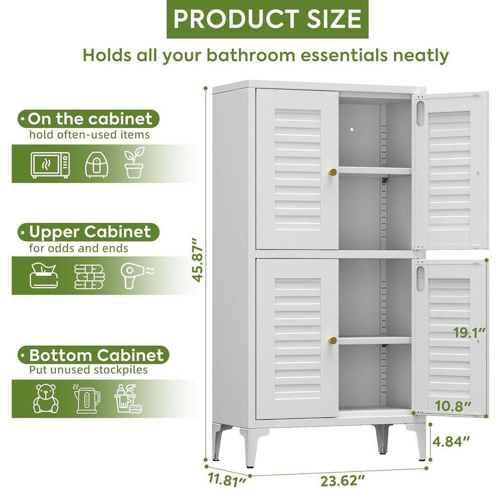 Measurement diagram of the white metal storage cabinet.