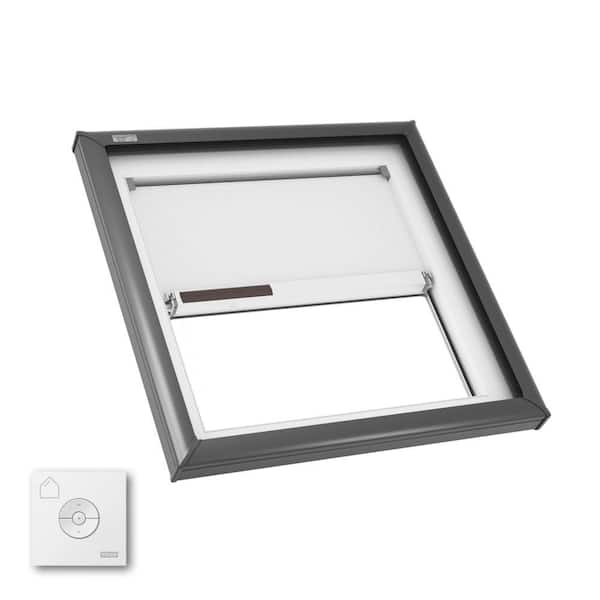 30-1/2 in. x 30-1/2 in. Fixed Curb Mount Skylight with Laminated Impact Low-E3 Glass, Solar Powered Room Darkening Shade