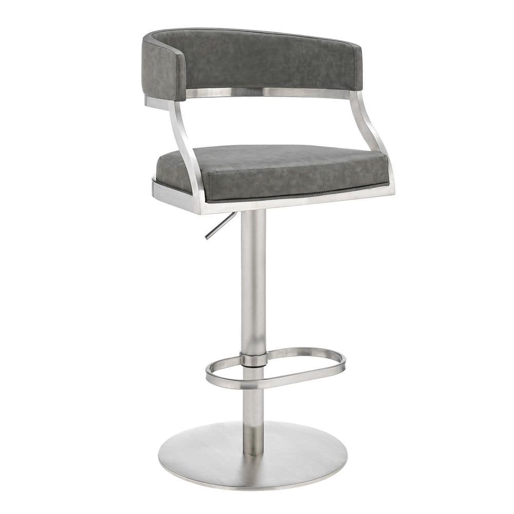 Callie Modern Retro Swivel Metal Adjustable Height Barstool With Brushed Stainless Steel and Gray Faux Leather Seat price history on PriceWatchPro