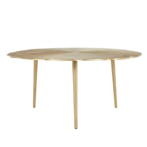 40 in Gold Modern Coffee Table with Solid Aluminum Frame and Tapered Legs