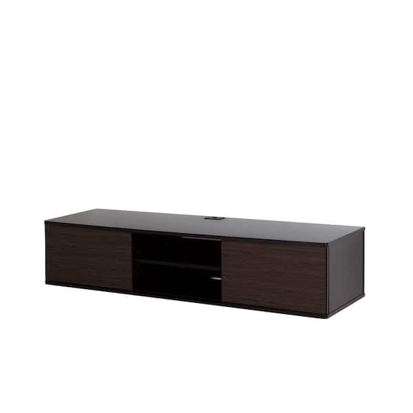 South Shore Agora 38" Wide Wall Mounted Media Console Chocolate and Zebrano 