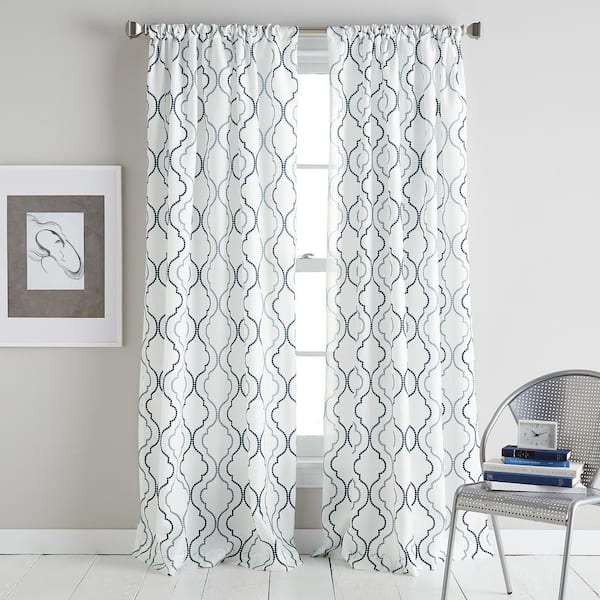 CHF Industries Blue Geometric Rod Pocket Room Darkening Curtain - 50 in. W x 95 in. L