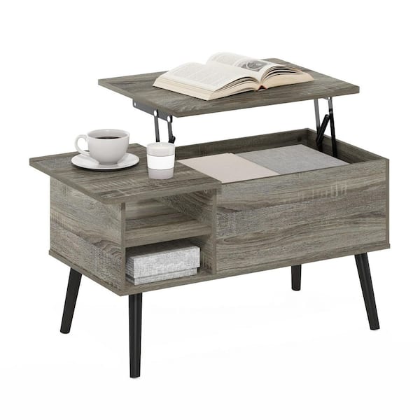 Furinno JENSEN 17.7 in. Grey Oak Rectangle Wood Coffee Table with