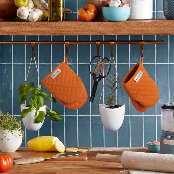 Asteroid Silicone Grip Honey Orange Mini Oven Mitt Set (2-Pack)