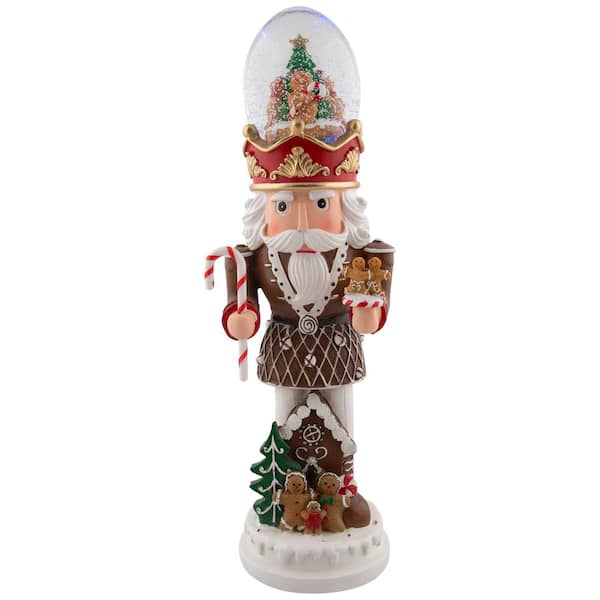 LED Lighted Gingerbread Nutcracker Musical Christmas Snow Globe - 17.5 in.