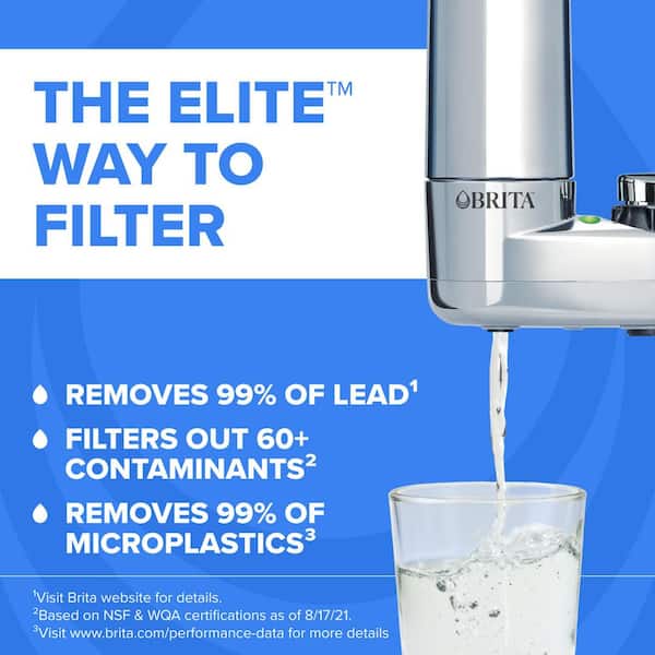 Elite Faucet Mount System Replacement Water Filters in Chrome, BPA Free, Reduces Lead (2-Pack)