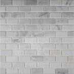Greecian White Beveled 12 in. x 12 in. x 10 mm Polished Marble Mosaic Tile (1 sq. ft.)