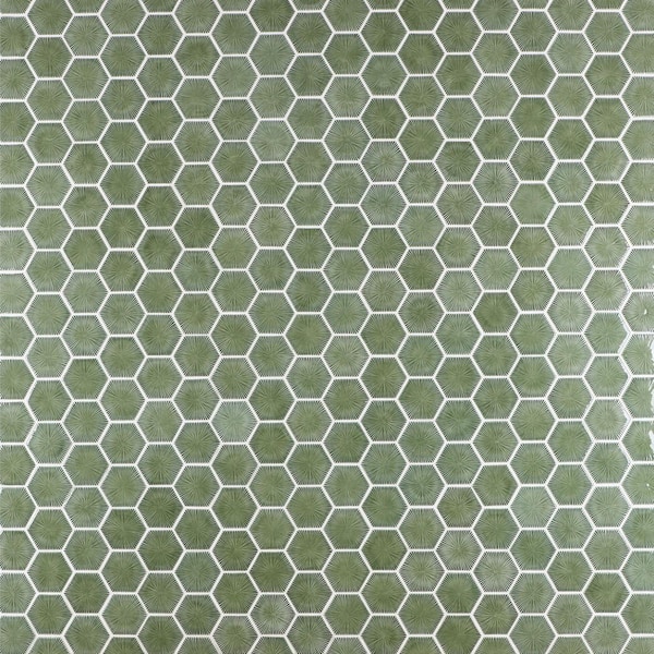 Ivy Hill Tile Delphi Capri Green 10.82 in. x 12.59 in. Polished Glass Hexagon Mosaic Wall Tile (0.94 Sq. Ft./Each)