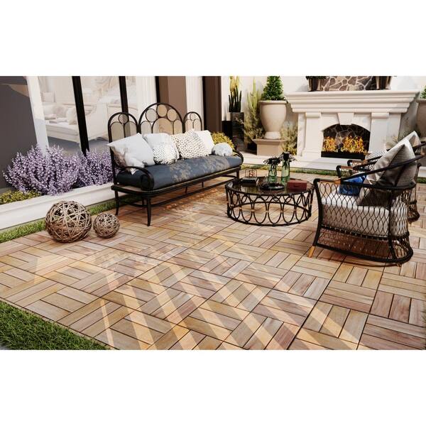 1 ft. x 1 ft. Quick Deck Solid Acacia Wood Interlocking Deck Tile in Natural Cube (20 sq. ft. per Box)
