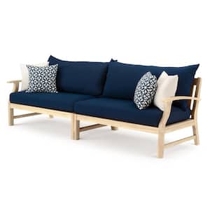 Kooper 11-Piece Wood Patio Deep Seating Conversation Set with Sunbrella Navy Blue Cushions