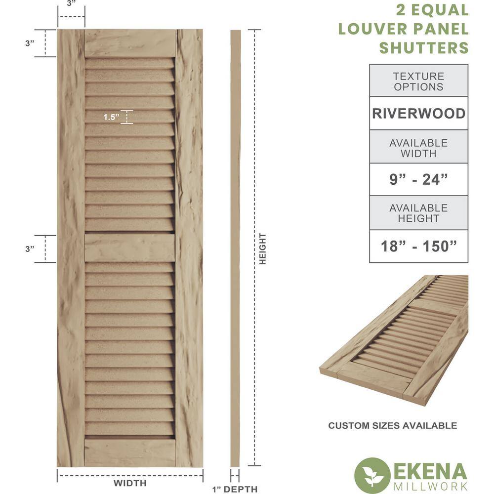 Riverwood Tan Faux Wood 52" Shutters with Louver Design