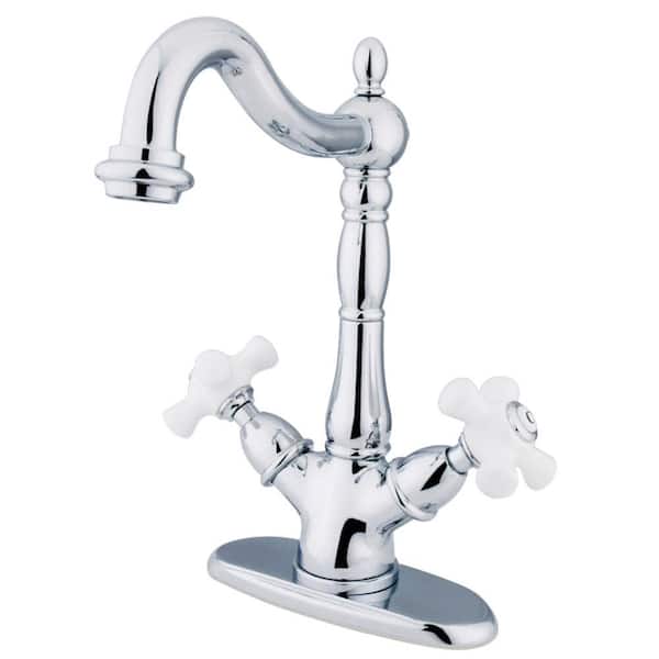Kingston Brass Heritage Single Hole 2-Handle Bathroom Faucet in Chrome