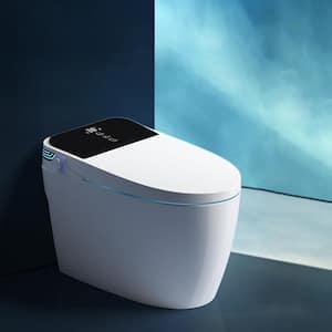 Elongated Smart Bidet Toilet 1.28GPF with Foot Sensing Auto Open/Flush, Private Cleaning, Digital Display, Heated, White