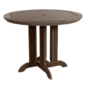 Weathered Acorn Round Recycled Plastic Outdoor Balcony Height Dining Table