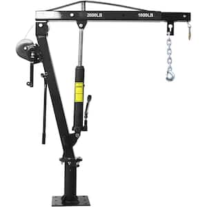 Hydraulic Pickup Truck Crane with Hand Winch, Pickup Truck Bed Hoist Jib Crane- 2000-Lb. Capacity in Black