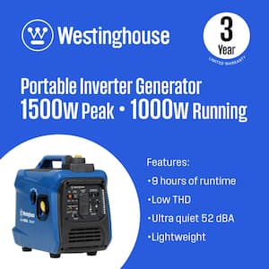 1,500-Watt Gas Powered Portable Inverter Generator with Recoil Start and Quiet Technology