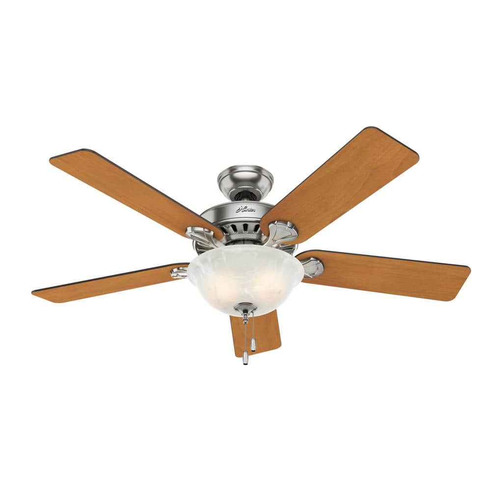 Hunter Pro’s Best Five Minute 52 in. Indoor Brushed Nickel Ceiling Fan with Light Kit 53249 Sansujyuku sansujyuku.com