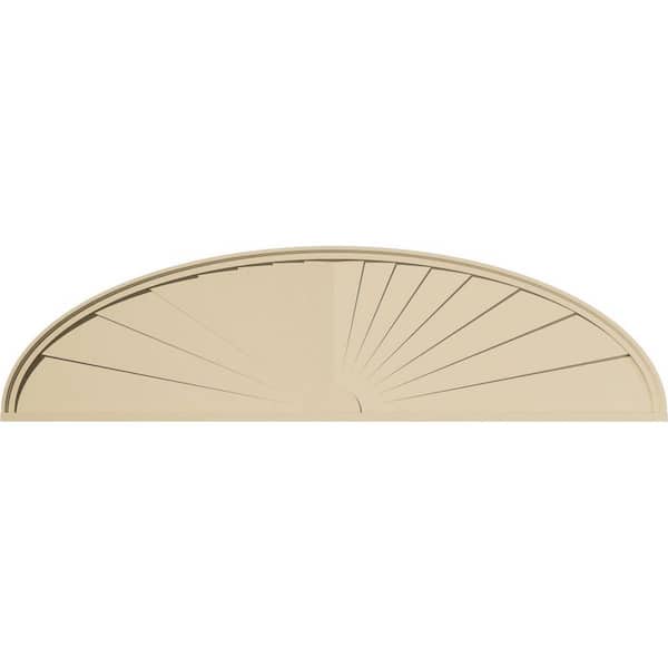 Ekena Millwork 80 in. W x 21 in. H x 2 in. P Elliptical Sunburst Signature Urethane Pediment, Primed Tan