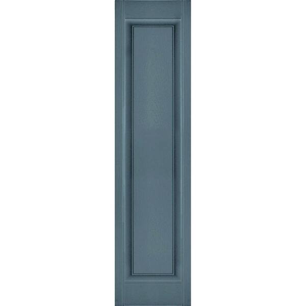 Ekena Millwork 12 in. x 26 in. Lifetime Vinyl Custom Single Raised Panel Shutters Pair Wedgewood Blue