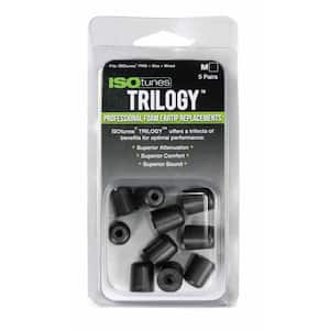 TRILOGY Medium Foam Replacement Hearing Protection Eartips for ISOtunes FREE, PRO, XTRA, and WIRED models, 5 Pair Pack