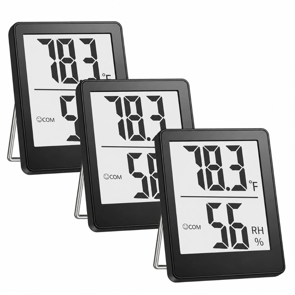 3-Pack Digital Hygrometer Indoor Room Thermometer, 5-Second Refresh, Air Comfort Face Icon, Fahrenheit Celsius price history on PriceWatchPro