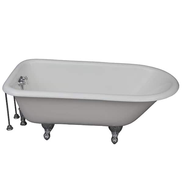 Barclay Products 5.6 ft. Cast Iron Ball and Claw Feet Roll Top Tub in White with Polished Chrome Accessories