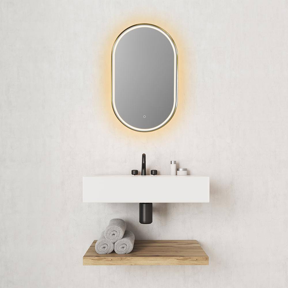Oval Gold and Silver LED Lighted Bathroom Vanity Mirror