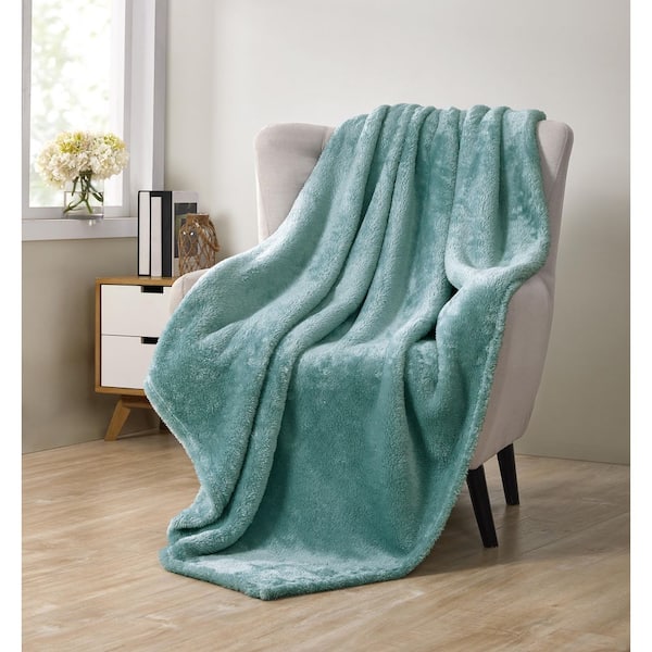 Avery Pure Anti-Microbial Teal Solid Polyester Throw Blanket
