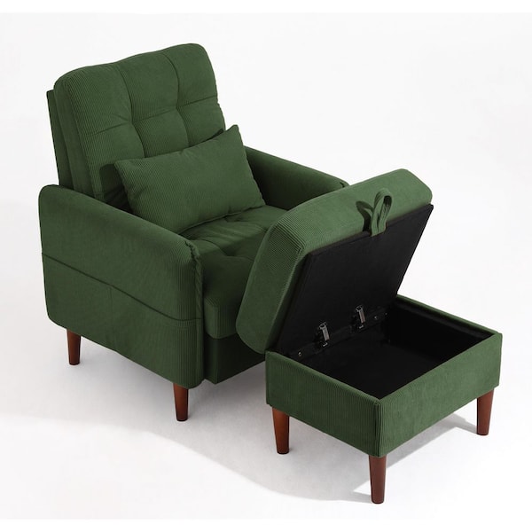 Uixe Green Corduroy Fabric Upholstered Accent Arm Chair with