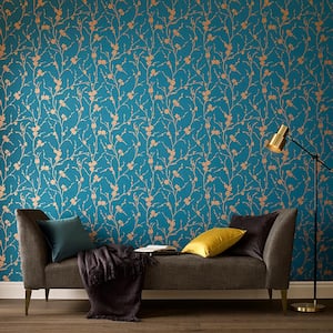 Meiying Teal Removable Wallpaper