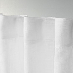 Bella White Solid Sheer Hidden Tab Top Indoor Curtain Panel, 54 in. W x 63 in. L (Set of 2)