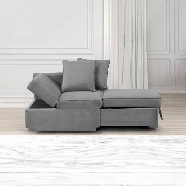 Minsta Grey Fabric Adjustable Chaise Lounge with Casters