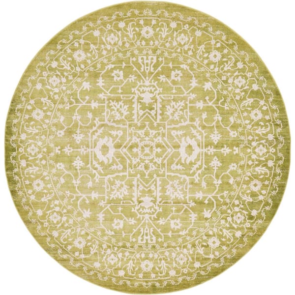 Unique Loom New Classical Olympia Light Green 8' 0 x 8' 0 Round Rug