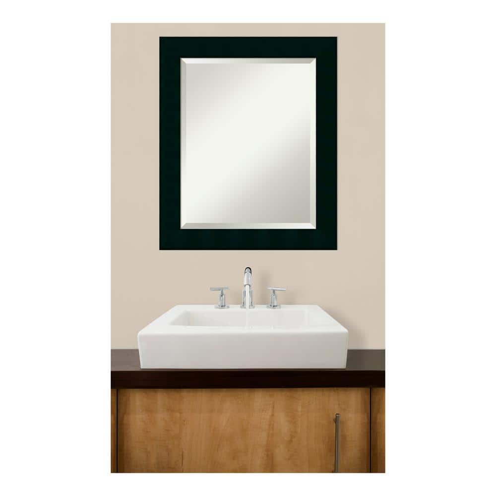Tribeca Black Beveled Wood Bathroom Vanity Mirror 20 x 24 Inch