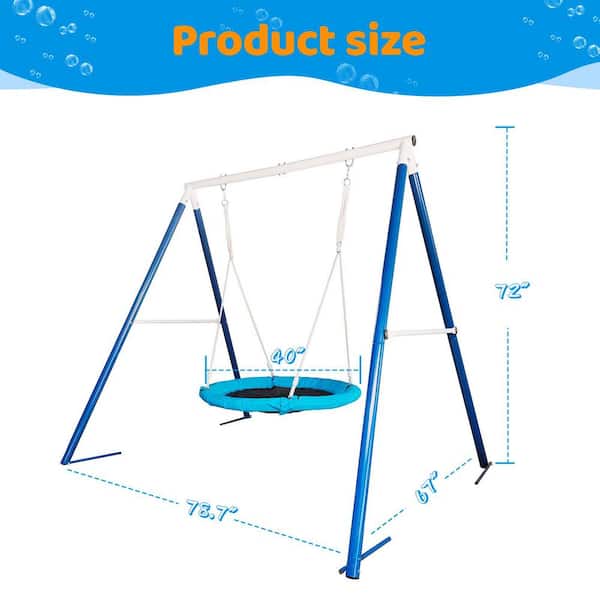 Antique Blue Outdoor Metal Swing Stand With Saucer KIKIO204657