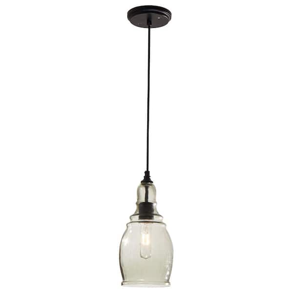Gardiner 1-Light Black Mini Pendant with Smoke Tint Glass Shade