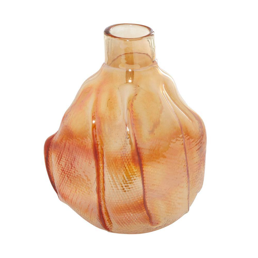 Gold and Clear Glass Table Vase with Bouquet Design