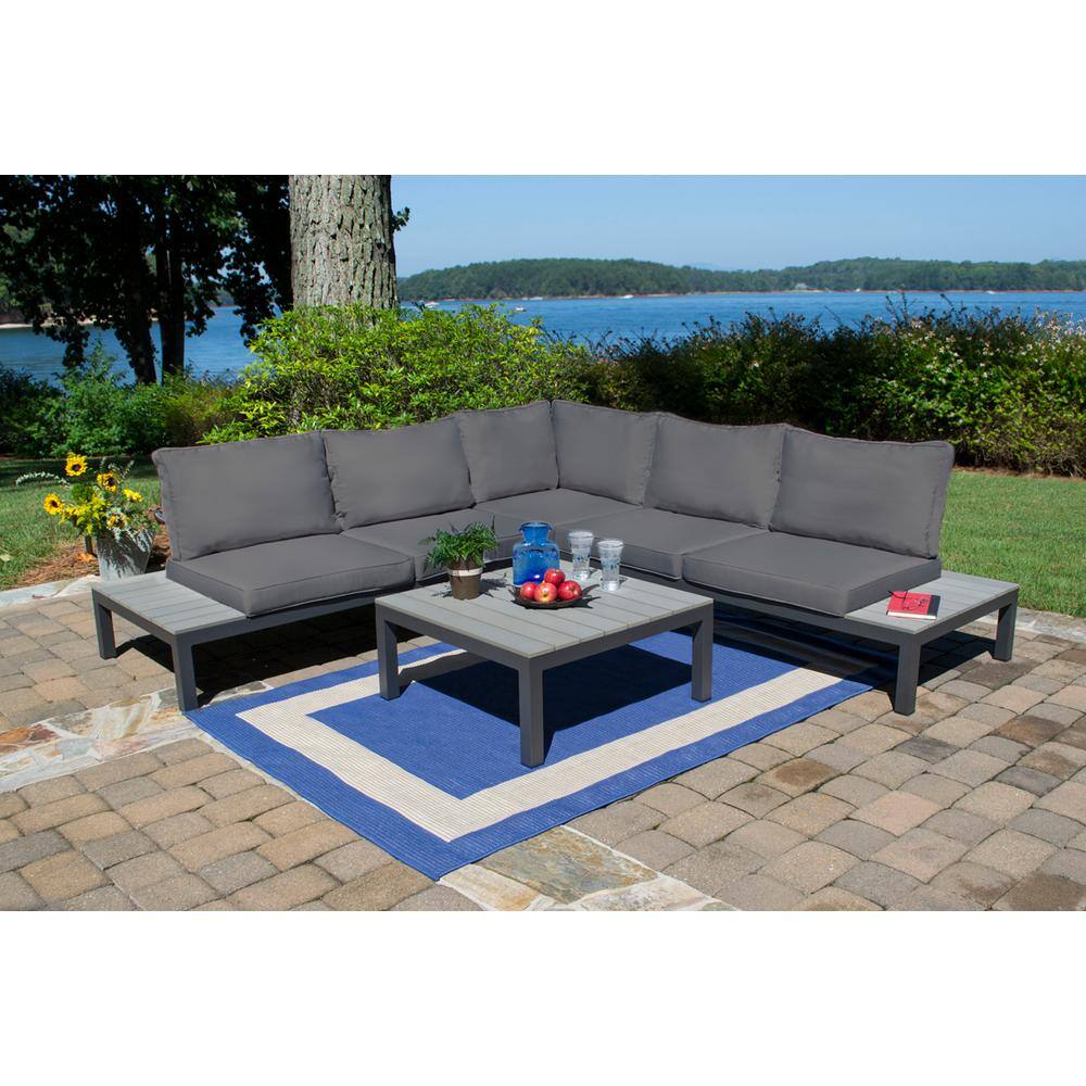 Lakeview 5-Person Outdoor Sectional Sofa with Charcoal Cushions